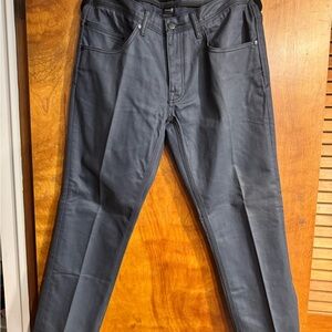 Coated Navy Straight Jeans with Matte Finish